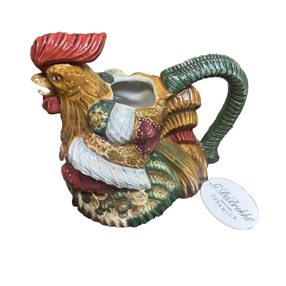 G De‎ Brechkt porcelain teapot Santa on Rooster ceramic hand painted 2008